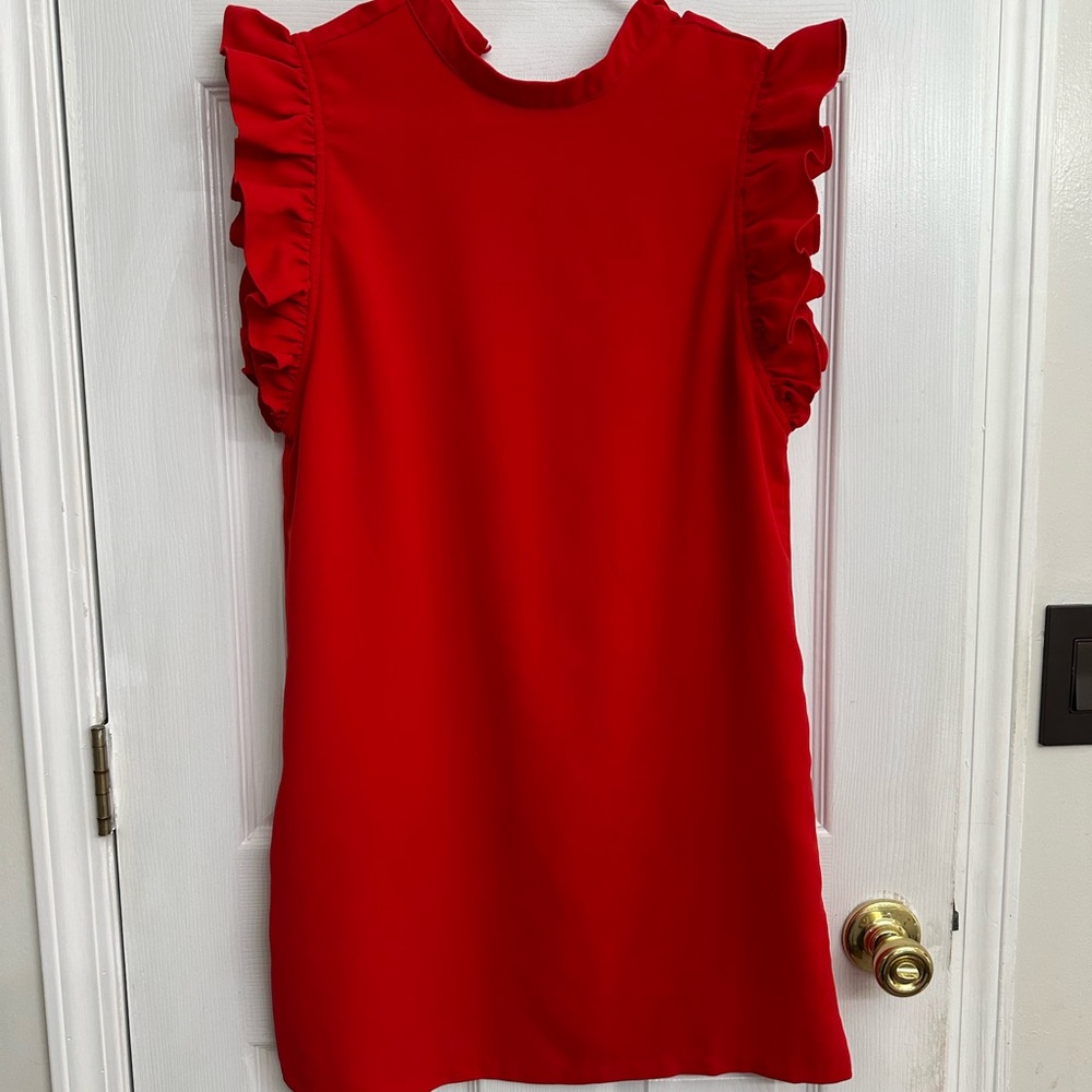 Red Ruffle Sleeve Dress